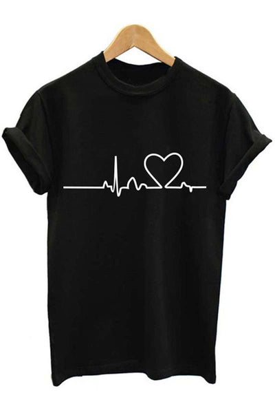 Camiseta com Estampa de Batimentos Cardíacos